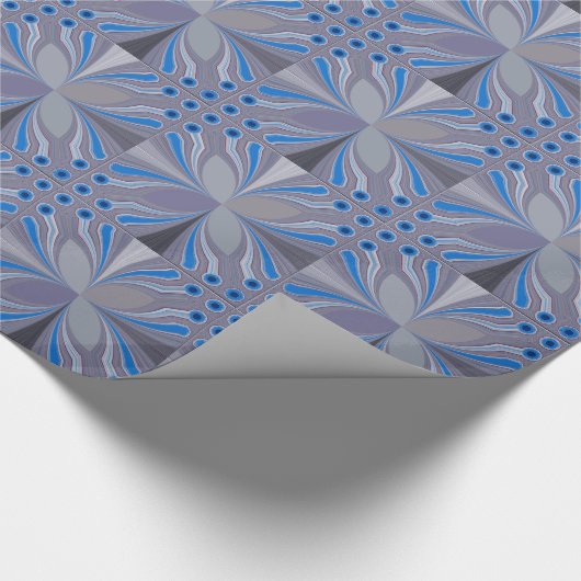 ブルーアッシュグレー水玉模様テクスチャアートプリント ラッピングペーパー (角)