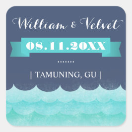 ブルーアットシー航海の結婚式の引き出物シール スクエアシール
