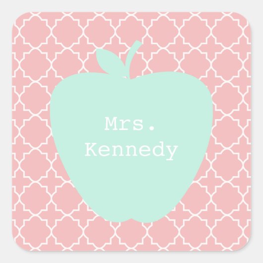 ブルーアップルコーラルクローバー先生 スクエアシール (正面)