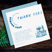 ブルーアテルカラーのミニマリストの赤ちゃんシャワーボーイ サンキューカード