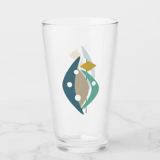 ブルーアトミックブーメランズミッドモダンセンチュリー タンブラーグラス (正面)