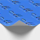 ブルーアトラク魅力的ティブ結婚モノグラム ラッピングペーパー (角)