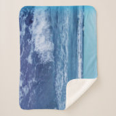 ブルーアトランティック海フォトクリスティング波スカイ シェルパブランケット (正面)