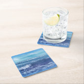 ブルーアトランティック海波雲天空の写真 スクエアペーパーコースター (インサイチュ)