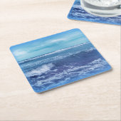 ブルーアトランティック海波雲天空の写真 スクエアペーパーコースター (アングル)
