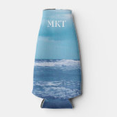 ブルーアトランティック海波雲天空の写真 ボトルクーラー (正面)