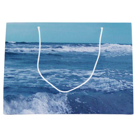 ブルーアトランティック海波雲天空の写真 ラージペーパーバッグ (正面)