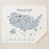 ブルーアドベンチャーナショナルパークマップウッドランド子供部屋 シェルパブランケット (正面(横))