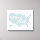 ブルーアドベンチャー待ちアメリカ地図キッズルームデコール キャンバスプリント (正面)