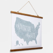 ブルーアドベンチャー待ちアメリカ地図キッズルームデコール 吊り下げ型タペストリー (傾斜あり)