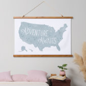 ブルーアドベンチャー待ちアメリカ地図キッズルームデコール 吊り下げ型タペストリー (寝室)