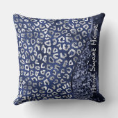 ブルーアニマルスキンパターングラムグリッター パーソナライズされた クッション (裏面)