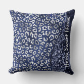 ブルーアニマルスキンパターングラムグリッター パーソナライズされた クッション (正面)