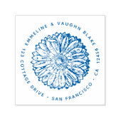 ブルーアネモネフラワー差出人住所植物学 セルフインキングスタンプ (デザイン)