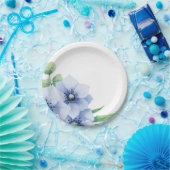 ブルーアネモンとユーカリ結婚プス ペーパープレート (パーティー)