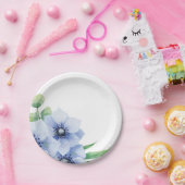 ブルーアネモンとユーカリ結婚プス ペーパープレート (パーティー)