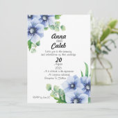 ブルーアネモンとユーカリ結婚式招待状 招待状 (スタンド正面)