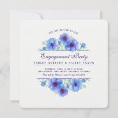 ブルーアネモンフローラ水彩婚約 招待状 (正面)