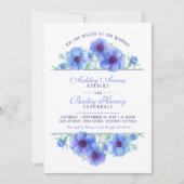 ブルーアネモンフローラ結婚の水彩写真 招待状 (正面)