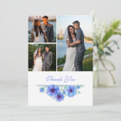 ブルーアネモン結婚フローラの感謝していQR写真 サンキューカード (スタンド正面)