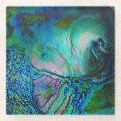 ブルーアバロンシェル ガラスコースター (正面)