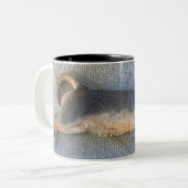 ブルーアビシニアンの男性が伸びる ツートーンマグカップ (正面左)