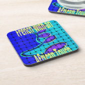 ブルーアフランスのフリカ織抽象芸術紫 コースター (左側)