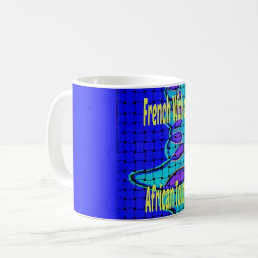 ブルーアフランスのフリカ織抽象芸術紫 コーヒーマグカップ (正面左)