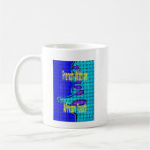 ブルーアフランスのフリカ織抽象芸術紫 コーヒーマグカップ (左)