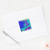 ブルーアフランスのフリカ織抽象芸術紫 スクエアシール (封筒)