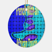 ブルーアフランスのフリカ織抽象芸術紫 セラミックオーナメント (左)