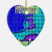 ブルーアフランスのフリカ織抽象芸術紫 セラミックオーナメント (右)