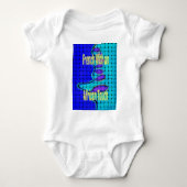 ブルーアフランスのフリカ織抽象芸術紫 ベビーボディスーツ (正面)