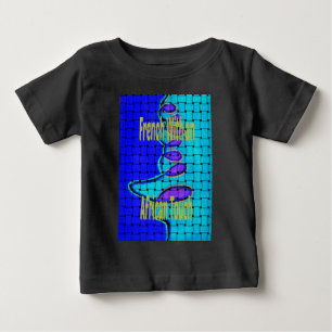 ブルーアフランスのフリカ織抽象芸術紫 ベビーTシャツ