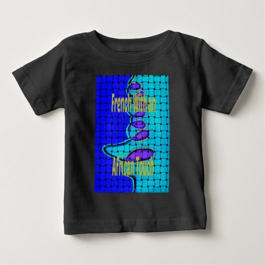 ブルーアフランスのフリカ織抽象芸術紫 ベビーTシャツ (正面)