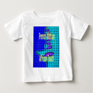 ブルーアフランスのフリカ織抽象芸術紫 ベビーTシャツ