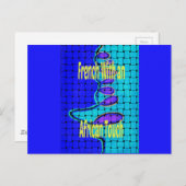 ブルーアフランスのフリカ織抽象芸術紫 ポストカード (正面/裏面)