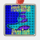 ブルーアフランスのフリカ織抽象芸術紫 メタルオーナメント (正面)