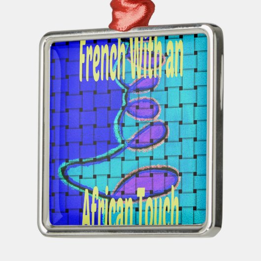 ブルーアフランスのフリカ織抽象芸術紫 メタルオーナメント (左)