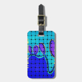 ブルーアフランスのフリカ織抽象芸術紫 ラゲッジタグ (正面縦)