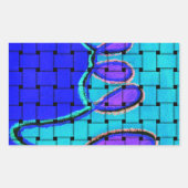 ブルーアフランスのフリカ織抽象芸術紫 長方形シール (正面)