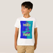 ブルーアフランスのフリカ織抽象芸術紫 Tシャツ (正面フル)