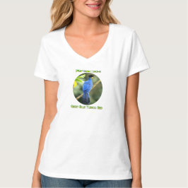 ブルーアフリカンコモンターザル 鳥 Vネック Tシャツ
