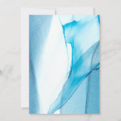 ブルーアブストラクトウォーターカラーダブルゴールドフレームウェディング 招待状 (裏面)