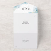 ブルーアブストラクトウォーターカラーモダンウェディング オールインワン招待状 (外側)