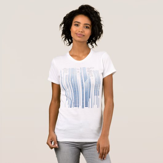 ブルーアブストラクトストライプス ウーマンズTシャツ モダン Tシャツ (正面フル)