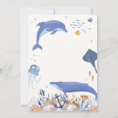 ブルーアホイ海ドルフィンホエールボーイベビーシャワー 招待状 (裏面)
