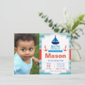 ブルーアホイ誕生日招待状と写真 招待状 (スタンド正面)