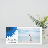 ブルーアポップ・アートのートひまわりサンフラワーありがとうフォトカード サンキューカード (スタンド正面)