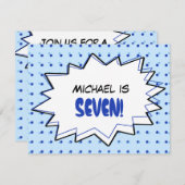 ブルーアポップ・アートのート誕生日パーティーの招待 招待状 (正面/裏面)